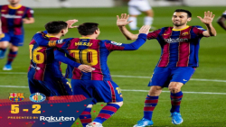 خلاصه بازی بارسلونا ( ۵ - ۲ )  ختافه از سری بازی های لالیگا هفته ۳۱ با دبل مسی