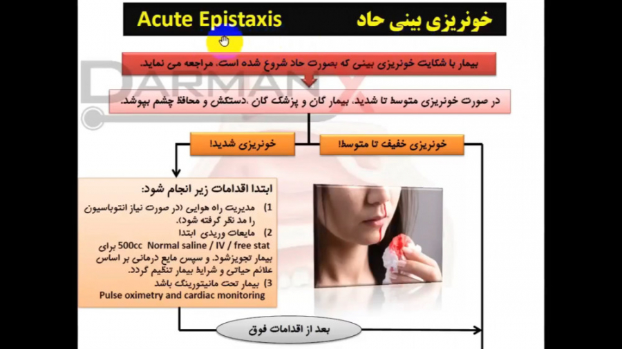 آموزش گوش، حلق و بینی (نسخه، اوردر، اپروچ، آزمایشات و...)(خونریزی بینی حاد) اصلاح فرم صورت