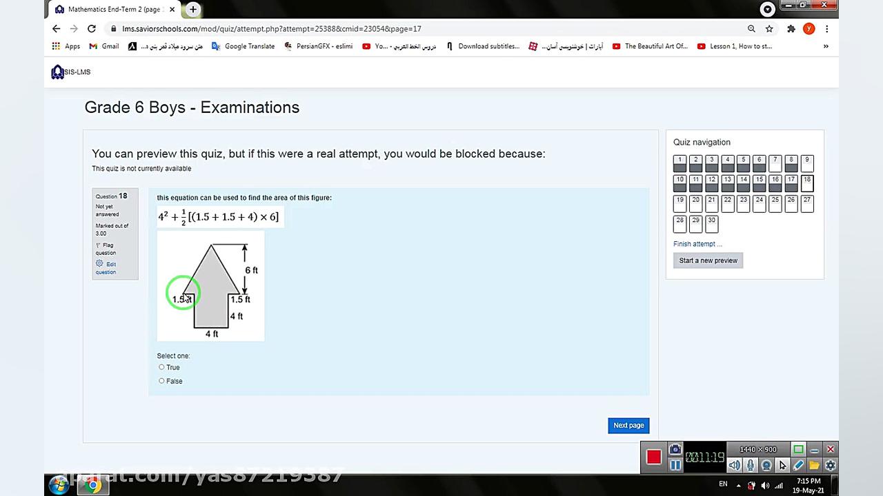 grade 6, an attempt for the math exam بهنام بانی