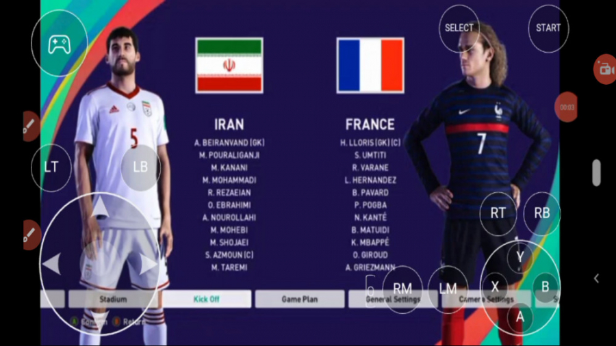 گیم پلی بازی پرگل تیم ملی ایران و فرانسه در pes 2021