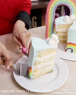 طرز تهیه کیک رنگین کمان