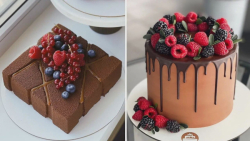 تزئین کیک شکلاتی  آموزش کیک می...