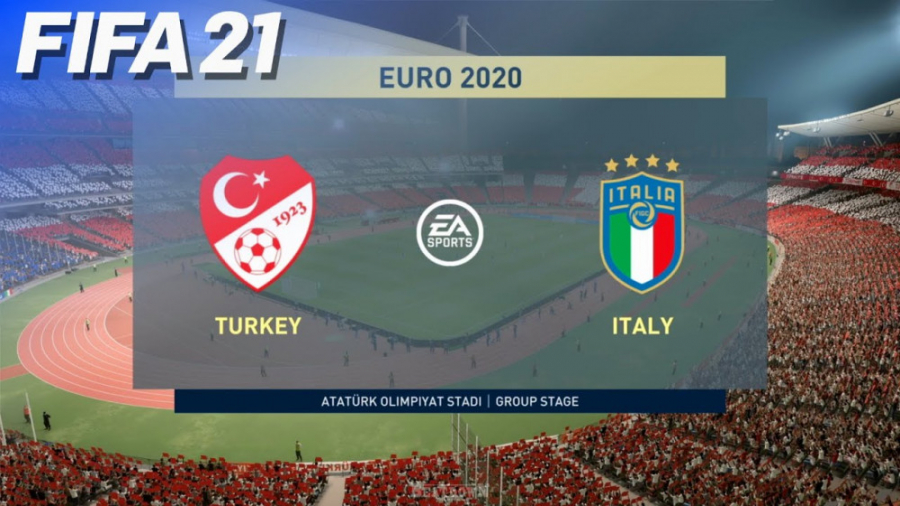 گیم پلی بازی دو تیم ترکیه و ایتالیا در بازی FIFA 21