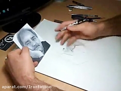 نقاشی حرفه ای از چهره پرویز پرستویی