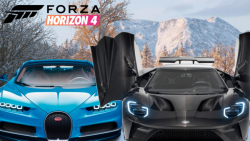 گیم پلی forza horizon4 مقایسه بوگاتی شیرون با فورد جت