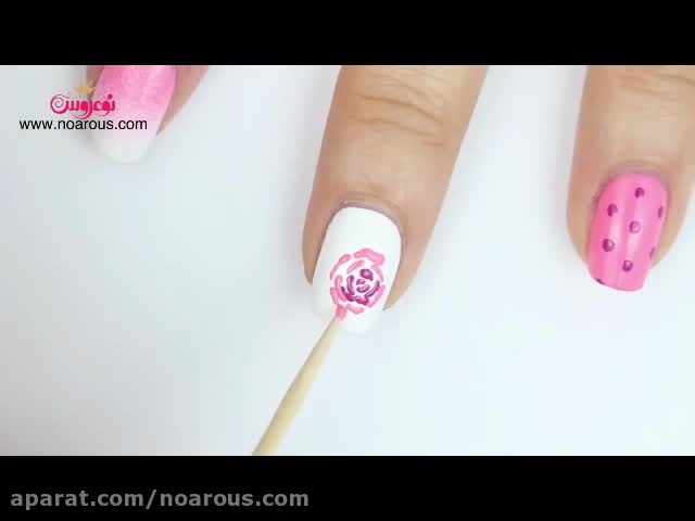 آموزش دیزاین طرح گل رز روی ناخن ها | نوعروس