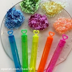 مخلوط اسلایم شفاف با مواد رنگی...