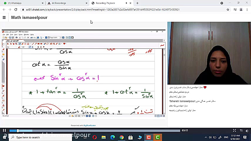 کارگاه مثلثات جلسه دوم ریاضیات دوست داشتنی (دکتر طاهره اسماعیل پور)