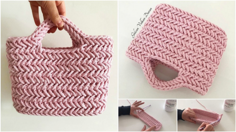 crochet 3d leaf bolsa