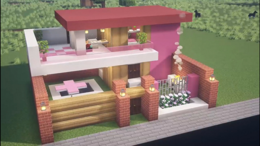 ماینکرافت خانه مدرن صورتی | Minecraft Modern pink house