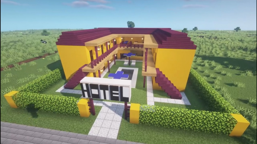 ماینکرافت هتل با استخر | Minecraft Hotel with a pool