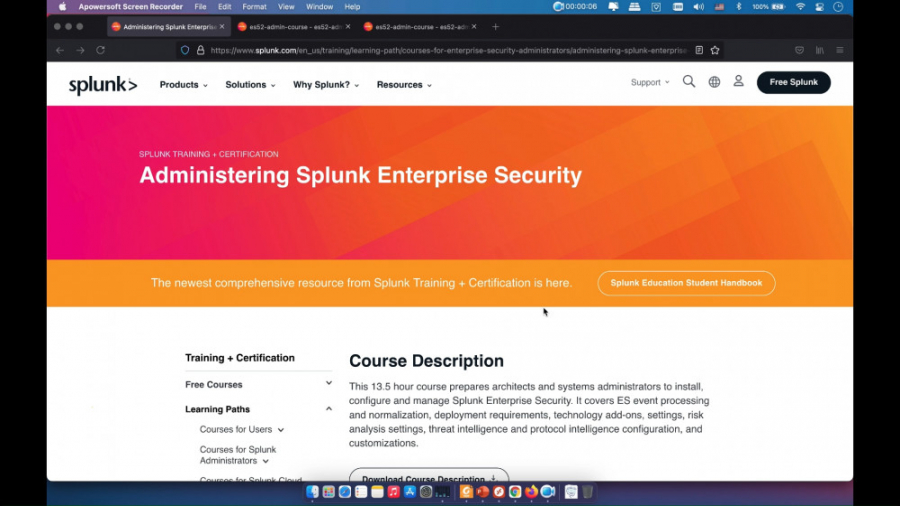splunk enterprise security course