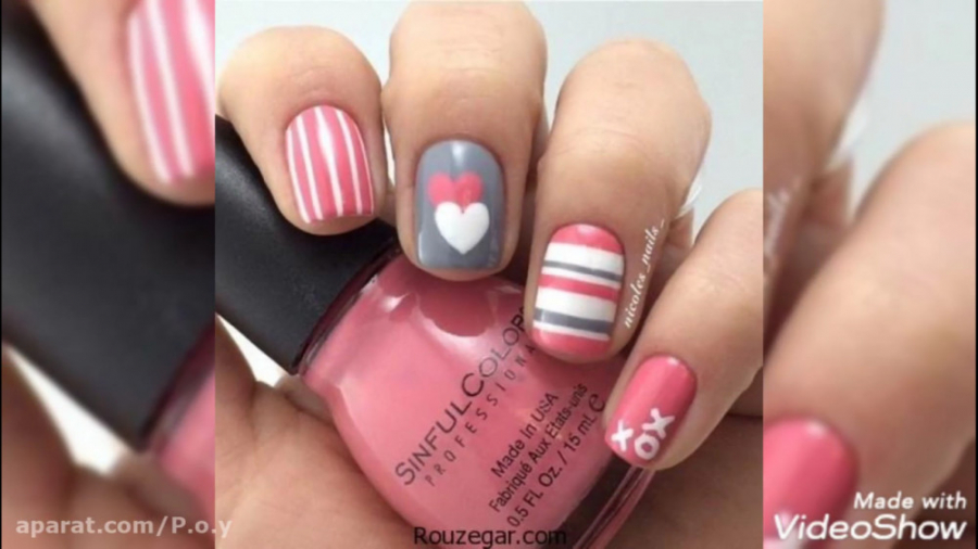 ایده طراحی و لاک زدن ناخن دخترانه
