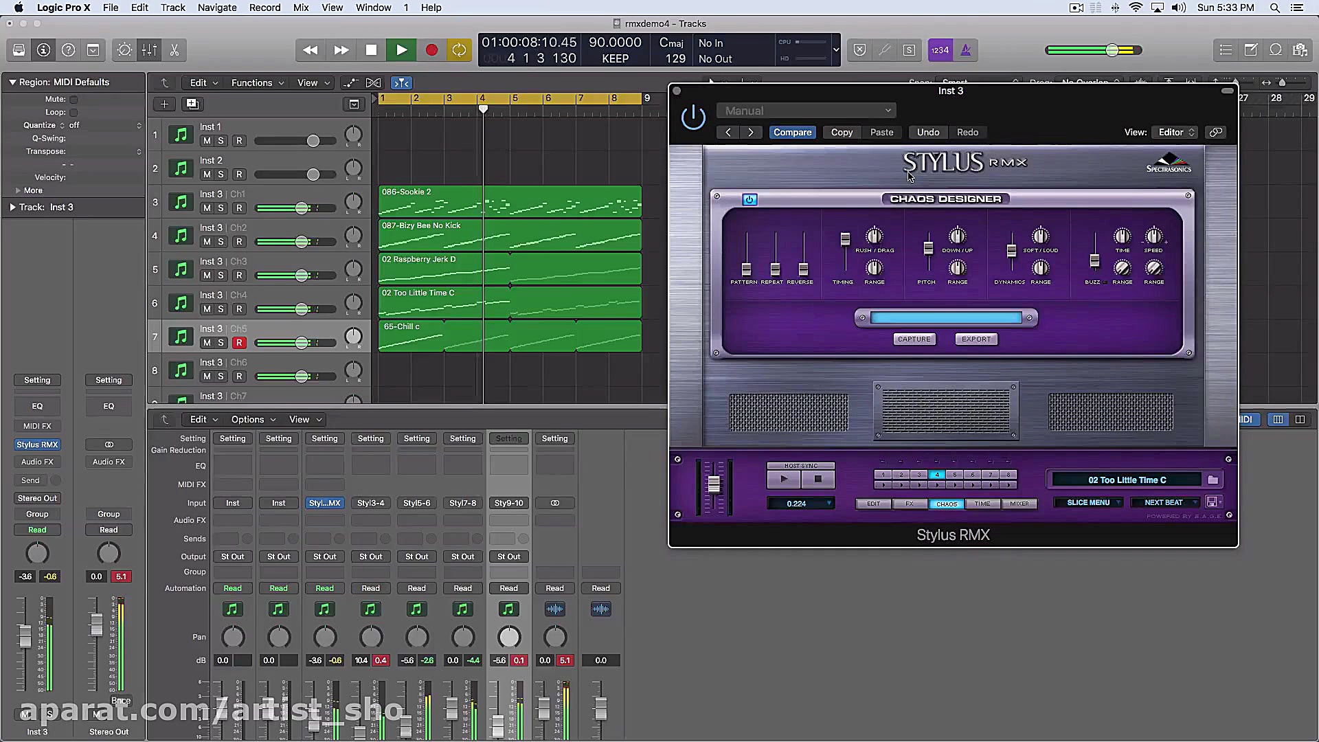 ویدیو دمو سمپلر درامز Spectrasonics Stylus RMX Drum آهنگ بترکون