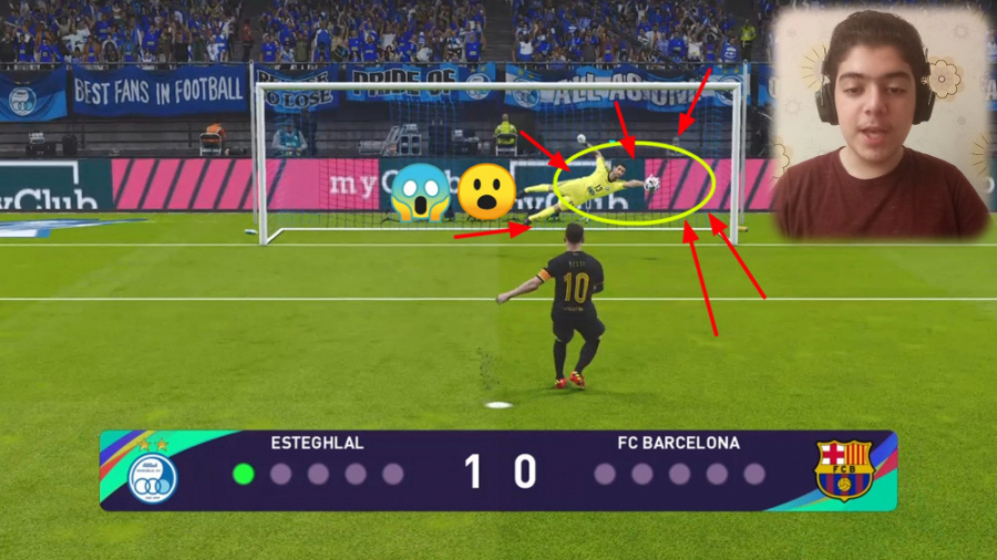 پنالتی بین استقلال و بارسلونا pes2021 (مهار پنالتی مسی!!!!)