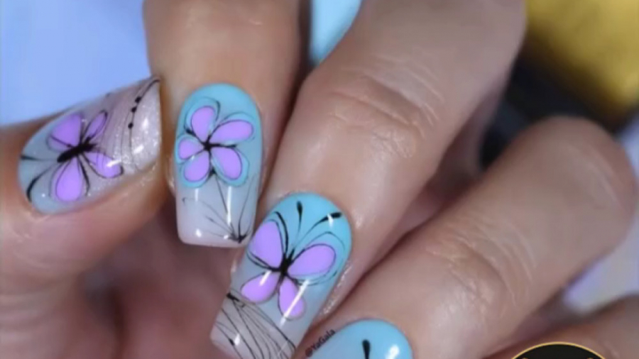 ایده و آموزش طراحی ناخن تابستانی و پروانه ای