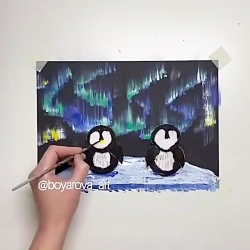 کلیپ آموزش نقاشی .پنگوئن بامزه