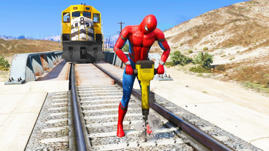 چالش مرد عنکبوتی و قطار در GTA 5