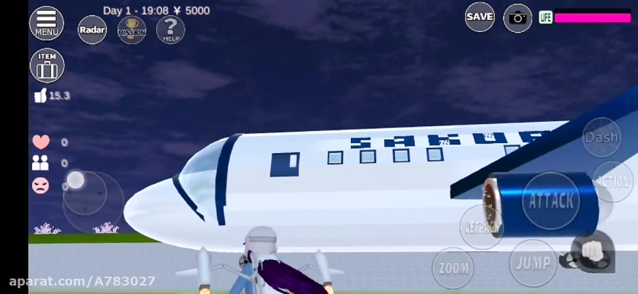 کد هواپیما در بازی ساکورا اسکول