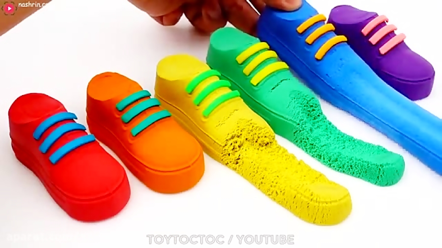 | آموزش شن بازی کودکان | ساخت کفش های رنگی |