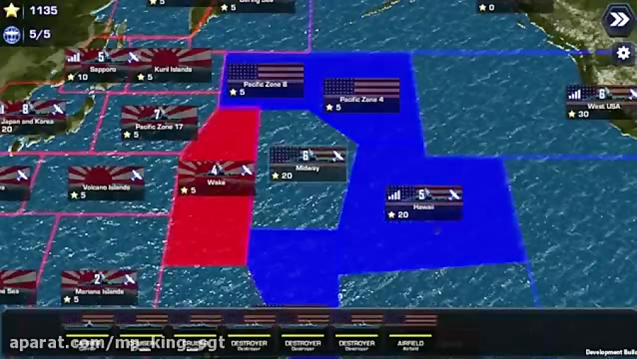 بازی battle fleet 2نبرد جنگ جهانی دوم استراتژی نبرد ناوگان ژاپن و امریکا