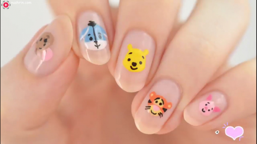 آموزش طراحی ناخن با تم دیزنی وینی پو