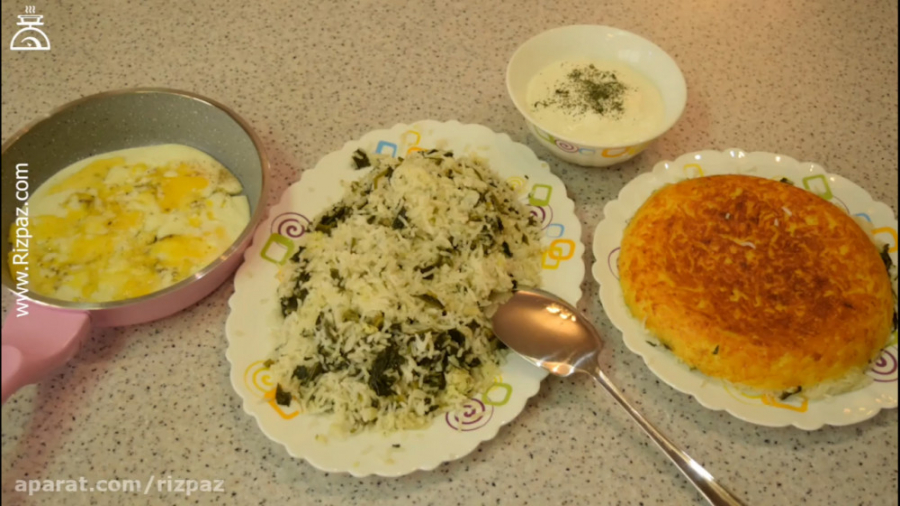 اسفناج پلو به سبک ریزپز