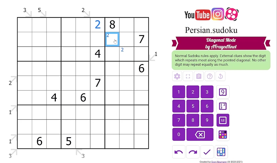 ترفند و روش حل سودوکو Diagonal Mode