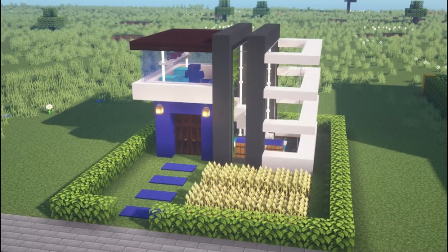ماینکرافت خانه مدرن آبی | Minecraft Modern Blue house