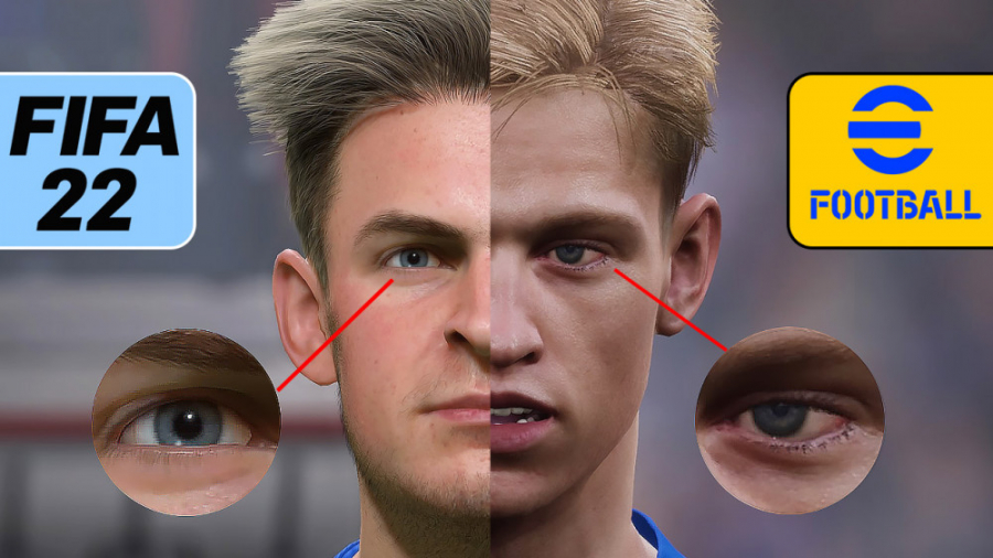مقایسه چهره بازیکن ها در فیفا ۲۲ و efootball روی PS5