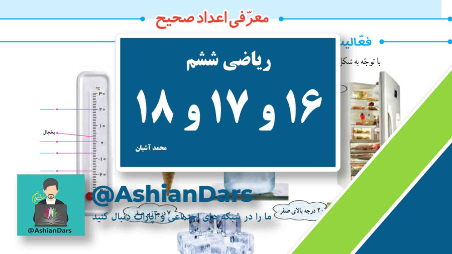 تدریس صفحه ی 16 و 17 و 18 ریاضی ششم ابتدایی - فصل 1 - معرفی اعداد صحیح زمان1064ثانیه