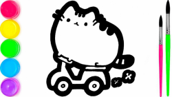 نقاشی گربه سوار بر موتور