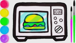 نقاشی مایکروویو و همبرگر