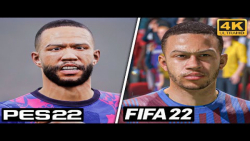 مقایسه فیس بازیکنان بارسلونا در فیفا 22 و eFootball ( Pes 2022 )