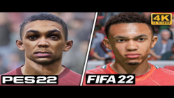 مقایسه ی فیس بازیکنان لیورپول در فیفا 22 و eFootball ( pes 2022 )