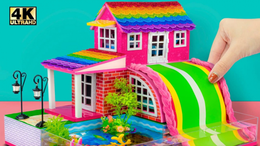 ساخت خانه مینیاتوری ویلایی رنگارنگ با چهار اتاق مدرن