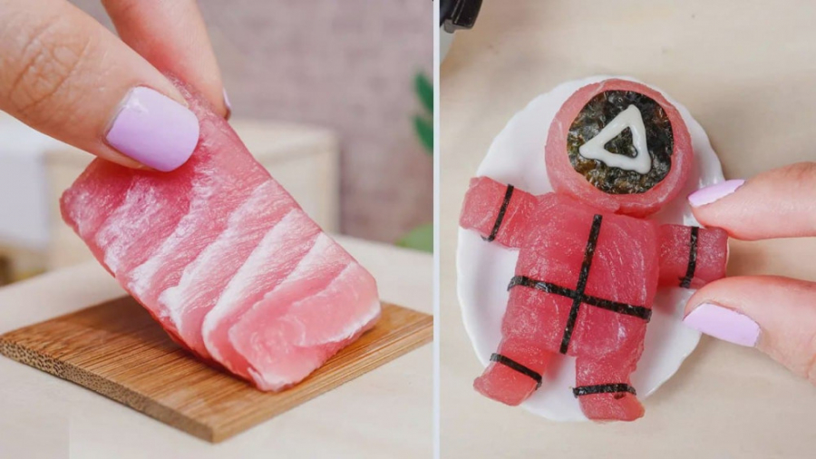 آشپزی مینیاتوری - سوشی ماهی مرکب