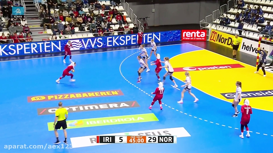 دومین مسابقه تیم هندبال بانوان ایران در جام جهانی ۲۰۲۱ مقابل نروژ