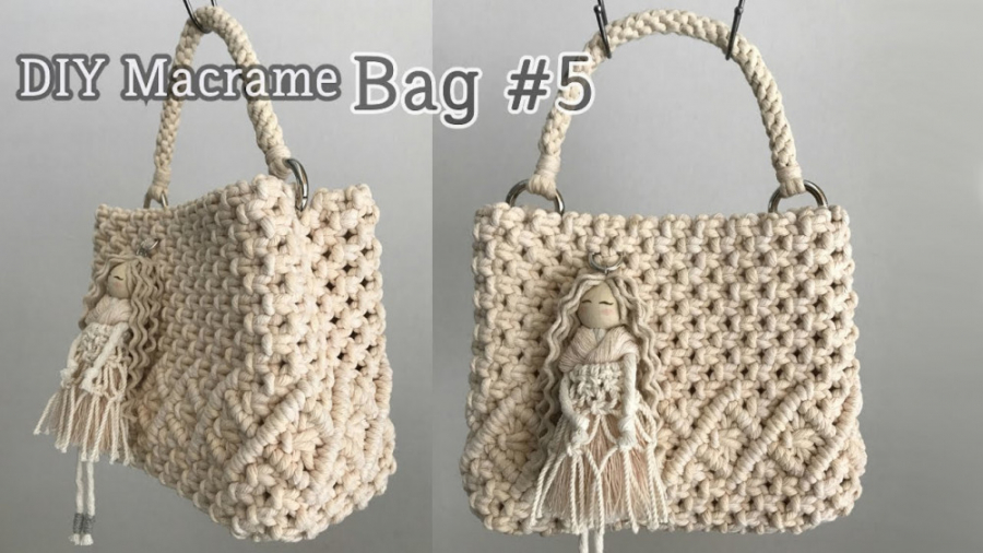 آموزش بافت کیف مکرومه با آویز عروسکی/ قسمت اول: بافت کیف/ ویدئو بی کلام زمان2784ثانیه