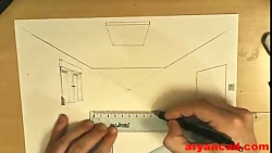پرسپکتیو یک نقطه ای اتاق خواب با مبلمان