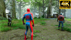 گیم پلی بازی انتقام جویان پلی استشن 5 با حضور مرد عنکبوتی در جنگل