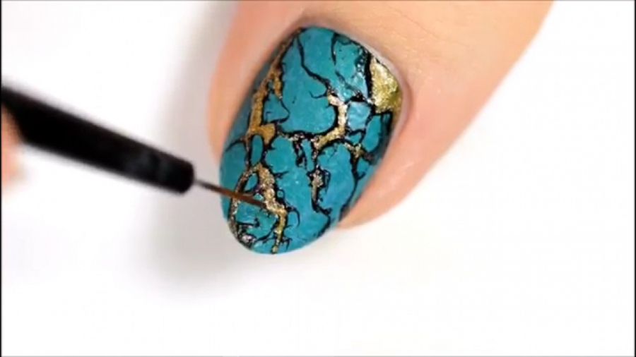 آموزش ناخن آرایی - دیزایین ناخن سنگ فیروزه ای