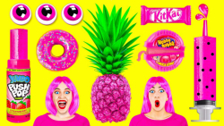 خوردن فقط غذای صورتی  چالش و م...