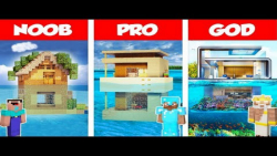ساخت خانه زیر اب نوب و پرو و خدا در ماینکرافت | NOOB vs PRO vs GOD Minecraft
