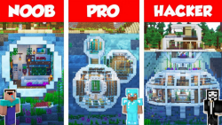 ساخت خانه زیر اب نوب و پرو و هکر در ماینکرافت | NOOB vs PRO vs HACKER Minecraft