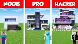ساخت خانه مدرن نوب و پرو و هکر در ماینکرافت | NOOB vs PRO vs HACKER Minecraft