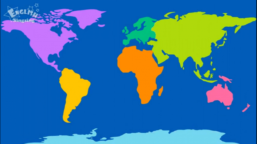 Карта континентов на английском