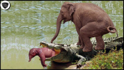 نجات بچه فیل از دهن تمساح  جنگ...