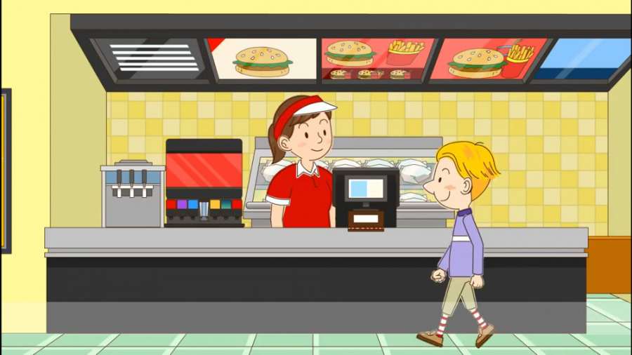 May I take your order- Anything else- For here or to go. - English for Kids زمان104ثانیه