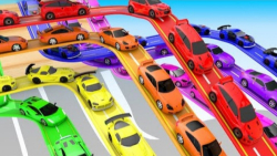 ماشین بازی کودکانه | خودروهای اسپرت در مسیرهای رنگین کمان